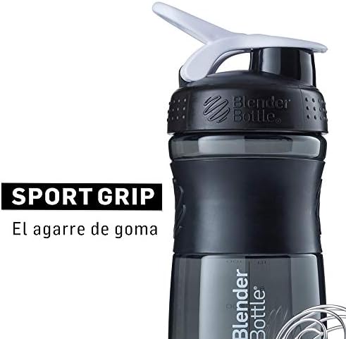 BlenderBottle SportMixer Tritan Grip Shaker Bottle, Transparent Black/White, 28-Ounce - Image 4