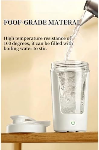Electric Protein Shaker Bottle Automatic Stirring Mug Food-grade PP Cup Sports Health Mug Waterproof Rechargeable Cup (White)