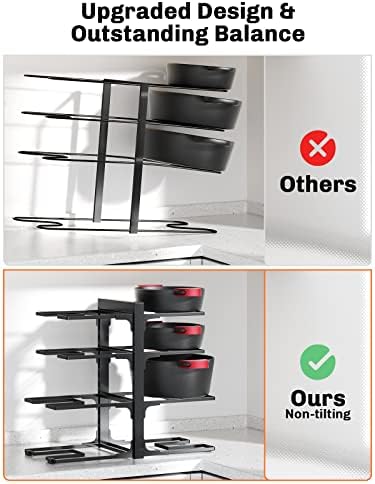 8-Tier Heavy Duty Pots and Pans Organizer under Cabinet, Black