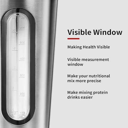 Shaker Bottles for Protein Mixes 28 oz Stainless Steel Protein Shaker with 2 Mixing Ball, Not Stays Cold/Hot, Visible Window Metal Shaker Cups, Leakproof, BPA Free Bottle Shaker