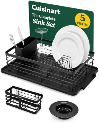 Cuisinart Dish Drying Rack, 5-Piece Set with Sink Strainer & Sponge Holder