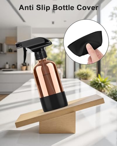 Bontip Amber Glass Spray Bottle, 8 oz with Black Silicone Sleeve, 1 Pack - Image 5