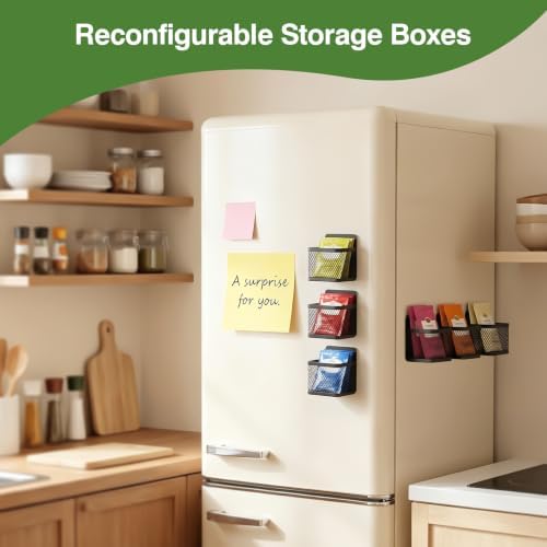 6 Pack Magnetic Tea Bag Organizer, Tea Organizer for Refrigerator