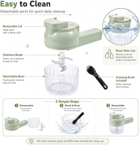 Wireless Vegetable Cutter，Fine Dice Veggie Chopper，5-In-1 Wireless Vegetable Chopper With Slicing Grating Peeling, Rechargeable Food Processor For Garlic Onion Meat - Image 5