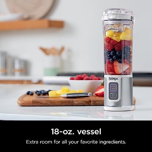Ninja BC151WH Blast Portable Blender, Cordless, 18oz. Vessel, Personal Blender-for Shakes & Smoothies, BPA Free, Leakproof-Lid & Sip Spout, USB-C Rechargeable, Dishwasher Safe Parts, White (Renewed) - Image 3