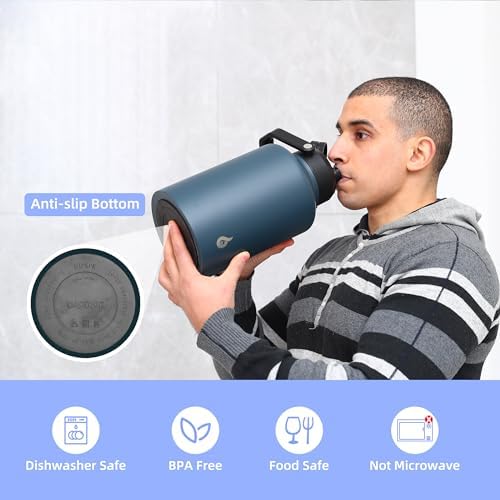 64oz Insulated Water Bottle, Half Gallon Stainless Steel Water Jug