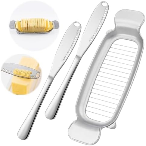 Butter & Cheese Slice Cutter - Stainless Steel Multipurpose Butter and Cheese Cutter Slicer for Evenly Slicing Butter Blocks, Cheeses, Eggs, Non-Stick，Compact & Portable for Home, BBQ, Camping by Unknown