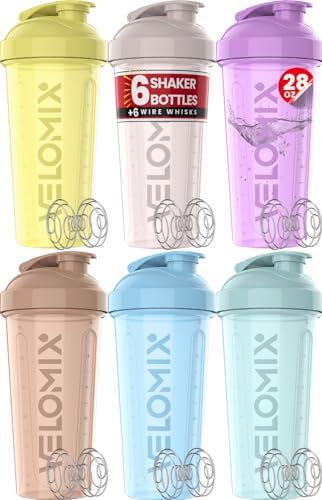 VELOMIX 6 Pack 28oz Protein Shaker Bottle, Pastel Power Series by VELOMIX