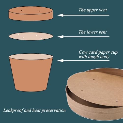 Wuadua 50 Pack 8oz Paper Soup Cups with Lids Disposable Ice Cream Cups - Image 3