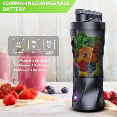Portable USB Juicer Blender, USB Rechargeable, 700ml Capacity, 360W Motor with Anti-Jamming Blade, BPA-Free, Waterproof, for Smoothies, Travel, Fitness, Outdoor Use - Image 4