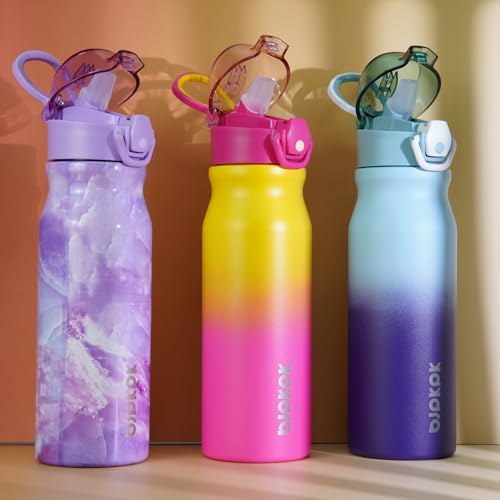 BJPKPK 25 oz Insulated Water Bottle, Straw, Handle, Stainless Steel Flask - Image 6