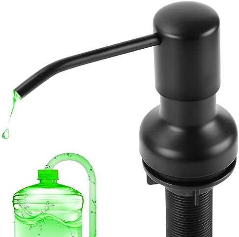 Soap Dispenser for Kitchen Sink, Sink Soap Dispenser with Longer Threaded Shaft Shank, 47" Extension Tube Connects Directly to Dish Soap Container, Wider Pump Head Base （Black）