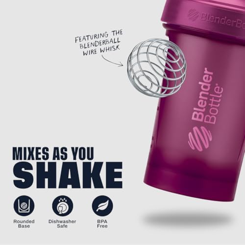 BlenderBottle Classic V2 Plastic Shaker Bottle 20 oz Plum - Image 3