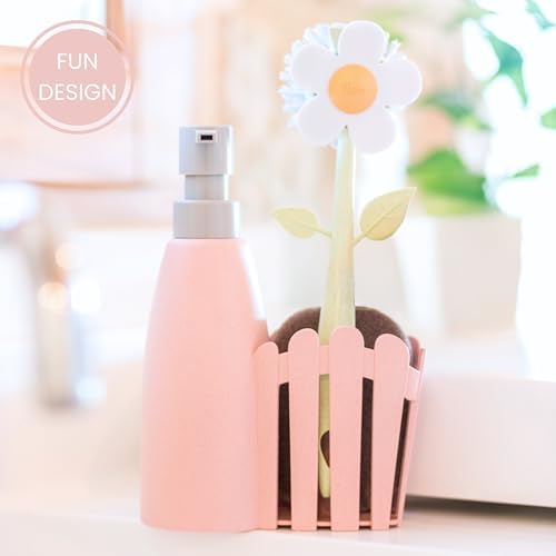 Florganic Kitchen Sink Caddy Set with Dish Soap Dispenser - Pink