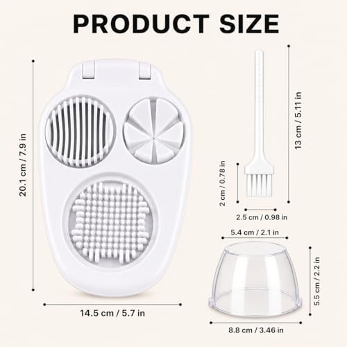 3-in-1 Egg Slicer with 2 Cleaning Brushes, Hard Boiled Egg Cutter, 3 Cutting Modes & Steel Blades – Eggs, Cherry Tomatoes, Strawberries, Kiwi – Perfect for Salads, Breakfast & Family Meals – White - Image 3