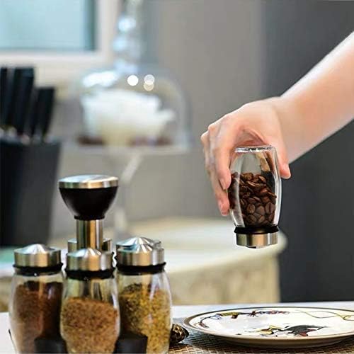 6-Jar Revolving Spice Rack Organizer Holder, Kitchen Countertop Seasoning Stand Organizer Include 6 Glass Jar Bottles, Great Gift For Chefs & Foodies (Spices Not Included)
