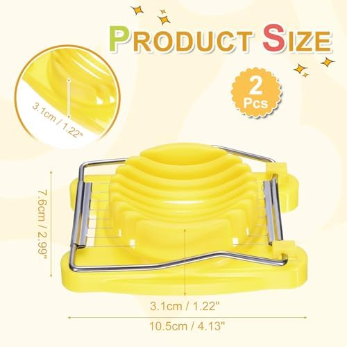 uxcell 2 Pack Egg Slicer for Hard Boiled Eggs, Stainless Steel Wire, Yellow - Image 2