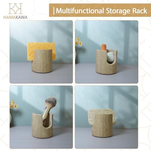 Turkish Natural Marble Sponge Holder, Beige Kitchen Sink Organizer
