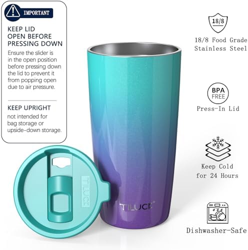 TILUCK 20 oz Insulated Coffee Tumbler with BPA-Free Lid - Image 2
