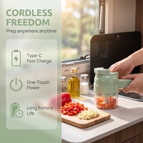 Multi Blade Chopper,Multiblade Chopper 5-In-1 Electric Vegetable Cutter Set - Image 4