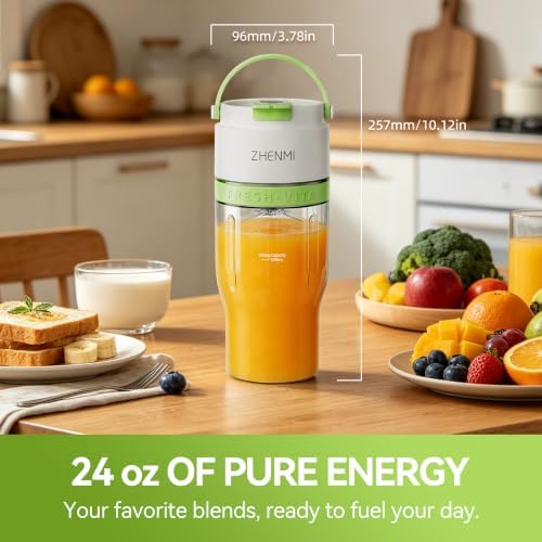 J27 BPA-Free Cordless Portable Personal Blender – 24oz Ice Crushing Blender for Shakes & Smoothies, Lightweight & Compact Design with Modern Look, Easy to Clean, Dishwasher Safe. On-the-Go - Image 4