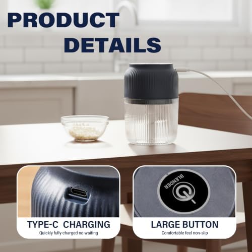 Household Electric Garlic Crusher, 2026 New 350ml Cordless Mini Food Chopper with 6 Stainless Steel Blades, Portable Garlic Mincer for Onion Ginger Spices Fruit Salad - Image 5