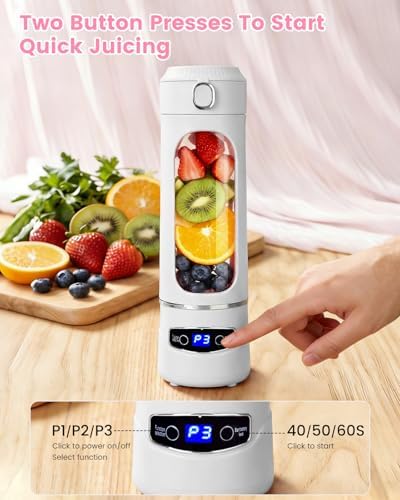Personal Portable Blender - Smoothies & Shakes - 20Oz/600ml Large Capacity High Power Cordless Blender (White) - Image 4