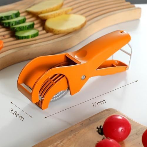 Upgrade 2 pack Stainless Steel Banana Strawberry Cucumber Carrot Egg Sausage Thin Slicer Cutter kitchen gadget (orange) - Image 2