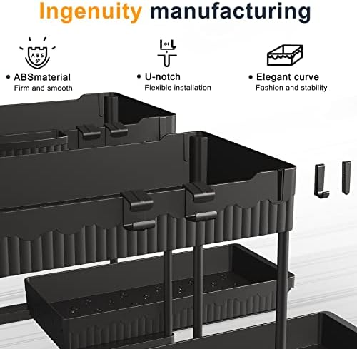 2-Pack 2-Tier Under Sink Organizers with Sliding Drawers