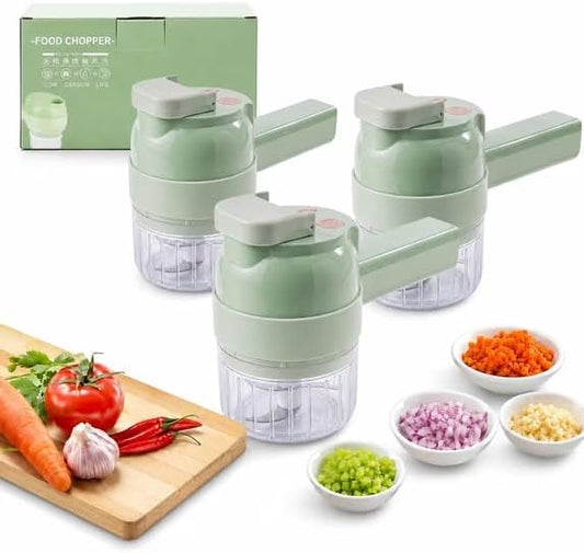2027 Upgraded Multi Blade Chopper Electric Hand Held, 5-in-1 Wireless Vegetable Chopper with Slicing Grating Peeling, Rechargeable Food Processor for Garlic Onion Meat-3PCS by SUILU