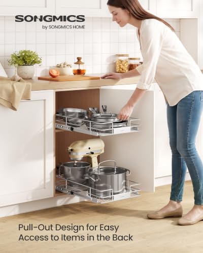 Pull Out Cabinet Organizer 14.6" W x 21.3" D, Easy Pull-Out
