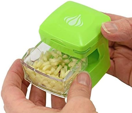 Garlic-A-Peel Garlic Press, Crusher, Cutter, Mincer, and Storage Container - Includes Silicone Garlic Peeler - Easy to Clean - Stainless Steel Blades – (Green), standard - Image 5