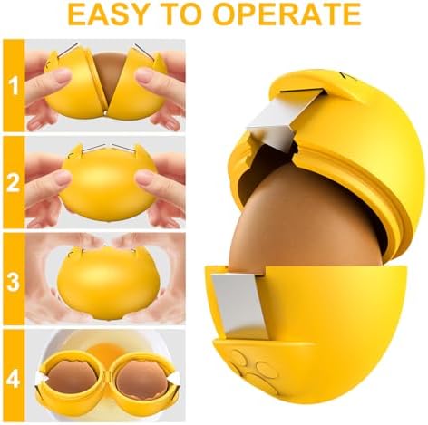 Egg Cracker, Silicone Egg Shell Opener, Cute Egg Shaped Design, Opens Eggs with Ease, A Little Happiness Boost for Your Kitchen. (Color: Yellow, 1-Pack) - Image 5