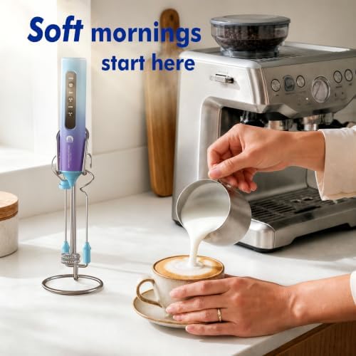 Rechargeable Milk Frother with Stand, 4 Interchangeable Whisks & Travel Case – Handheld Mixer for Lattes, Matcha, Hot Chocolate, Eggs & Protein Shakes - Image 2