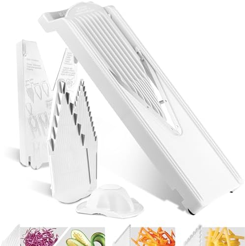 Börner Mandoline Slicer V3 (Starter Set) • V-Slicer for 5 Cutting Styles with Fruit Holder • Adjustable Vegetable Slicer for Vegetables & Fruits • Stainless Steel V-Blade • Color: White by B%C3%B6rner