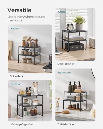 Set of 2 Metal Spice Racks, Stackable Expandable Shelf Risers