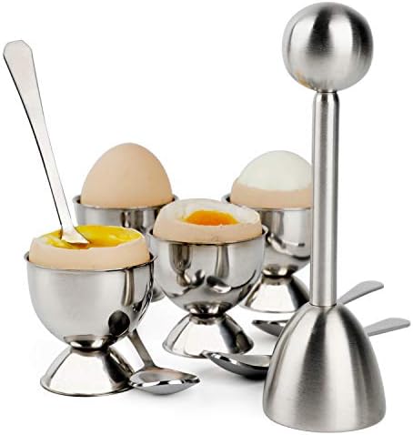 Egg Cracker Topper Cutter for Soft Hard Boiled Eggs Separator Holder Set