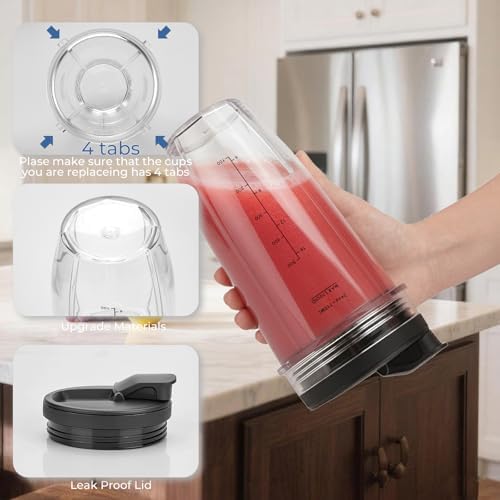 Blender Cups Replacement Parts For ninja,2-Pack 24oz Blender Cups with Sip & Seal Lids,7 fins Blender Replacement blade Compatible with Ninja BN401 BN751 BN801 BL480-30 BL642-30 BL682 BL687 NN102 - Image 6