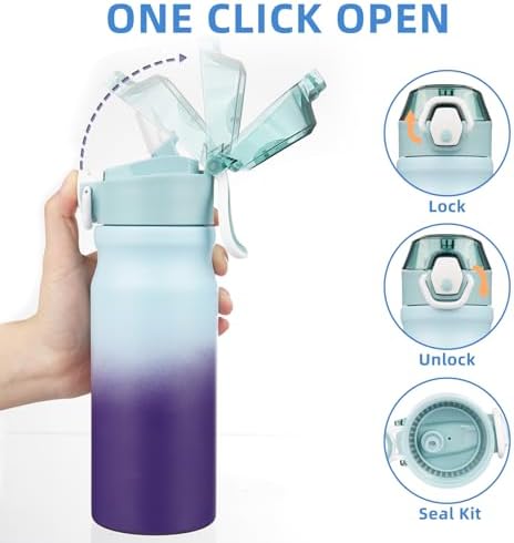 BJPKPK 18 oz Water Bottle with Straw & Handle, Insulated Stainless Flask - Image 3