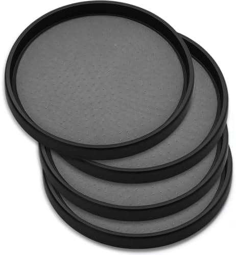 10 Inch Lazy Susan (Set of 4) - Non-Skid Turntable, Black