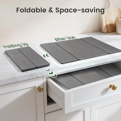 Stone Drying Mat for Kitchen Counter, Quick Dry Stone Dish/Bath Mat 24"x16"