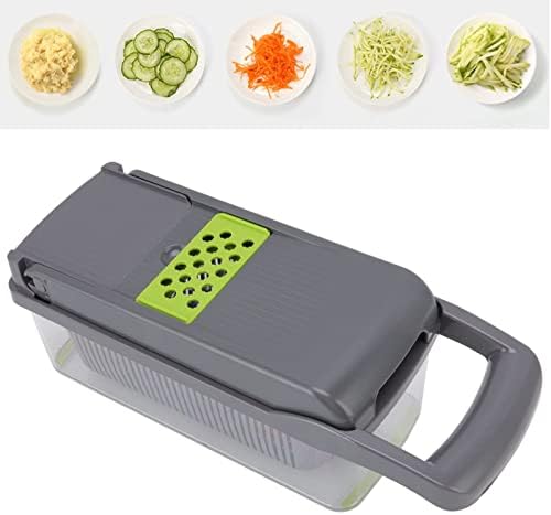 Vegetable Chopper Mandoline Slicer, Multifunctional Manual Food Cutter with 6 Blades Egg Separator Garlic Grinder for Home Kitchen ABS Plastic 1 Set