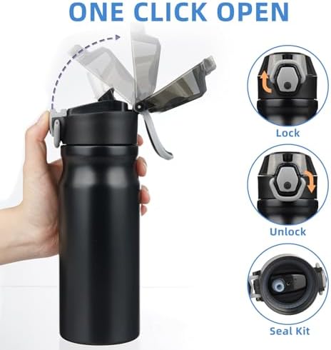 BJPKPK 18 oz Water Bottle with Straw & Handle, Insulated Stainless Flask - Image 3