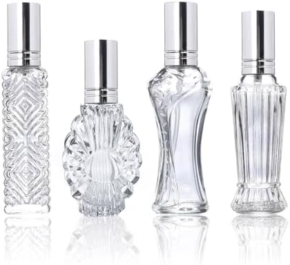 4 Pcs Vintage Glass Refillable Perfume Bottles Empty Spray Set by HDHYALINEDORA