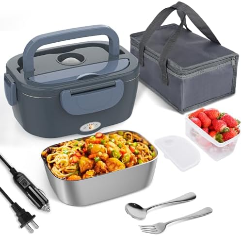 Electric Lunch Box for Adults 1.5L Food Heater,80W Heated Lunch Box for Men