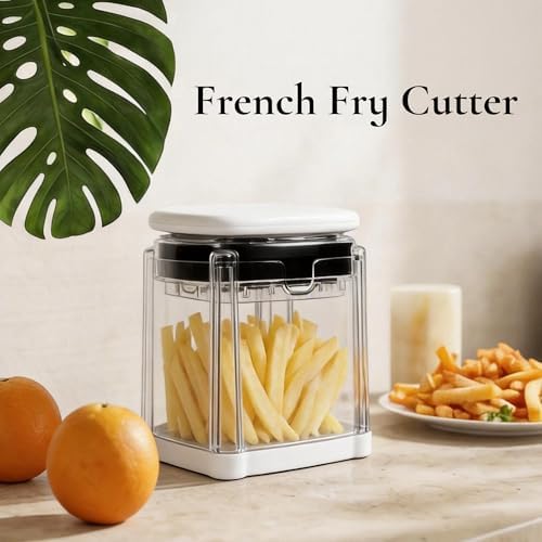 French Fry Cutter with 2 Blades Stainless Steel Manual Potato Chopper White - Image 6