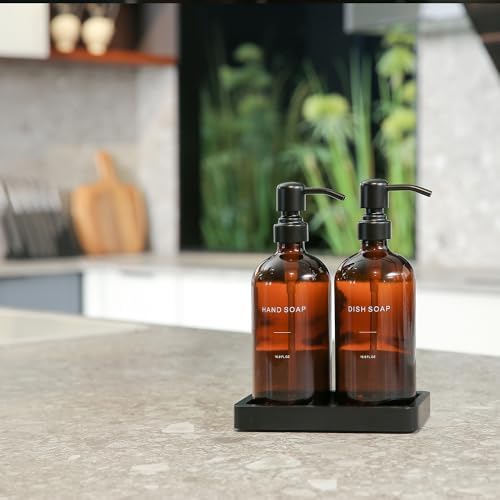 Amber Soap Dispenser Set