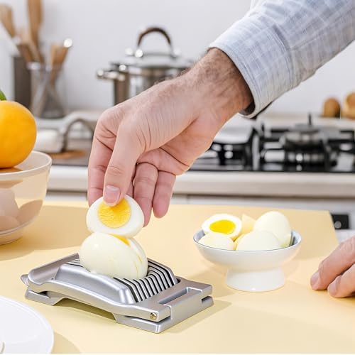 Hard-Boiled Egg Slicer, Strawberry Slicer, Stainless Steel Wire, Suitable for Hard-Boiled Eggs, Strawberries, Butter, Kiwis, Heavy-Duty Aluminum Tomato Sliver - Image 3