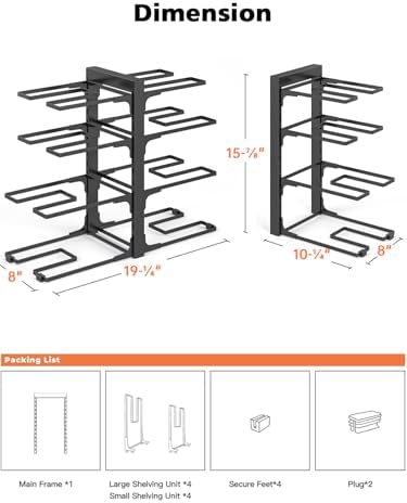 8-Tier Heavy Duty Pots and Pans Organizer under Cabinet, Black