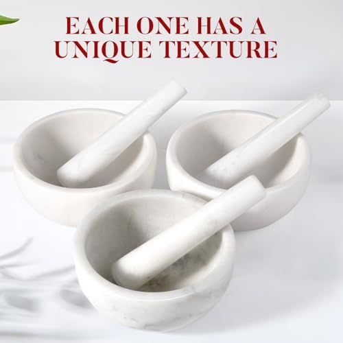 Marble Mortar and Pestle Set, 7"-4 Cups Grinder Bowl for Guacamole, Salsa, Pill Crusher, Spice, Herb, Garlic, Nut, Heavy Duty Grinder for Kitchen(Namib Fantasy)